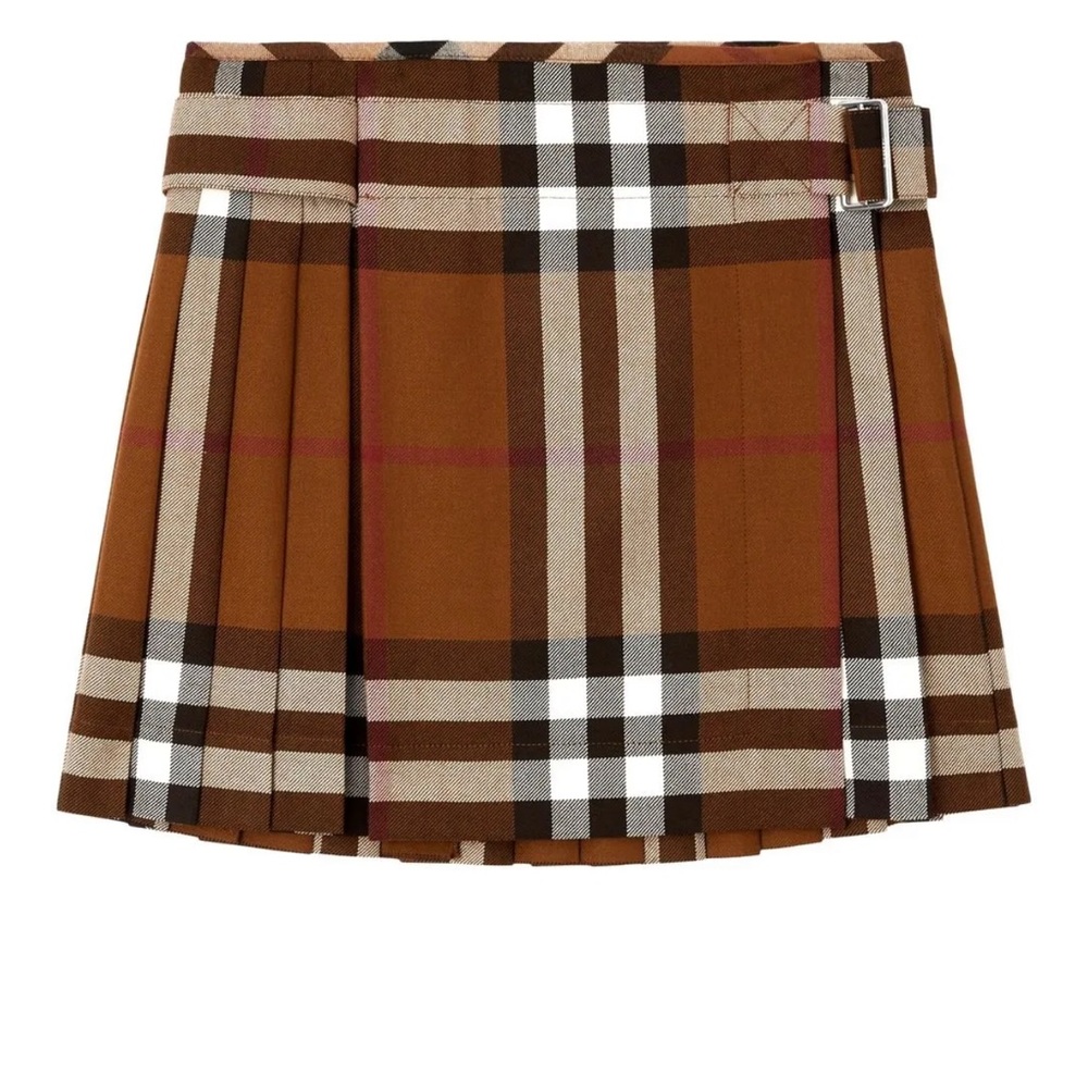 Burberry checked pleated wool mini skirt